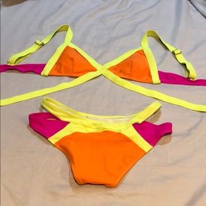 Neon strappy bikini